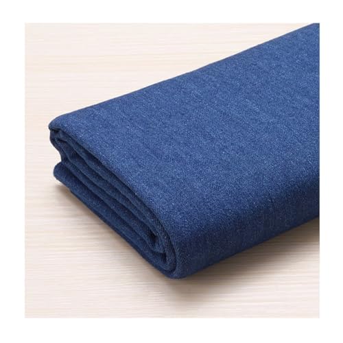 Tissu denim bleu uni en coton de 145 cm de large pour couture et ameublement maison