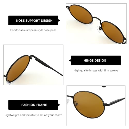 Image of ZENOTTIC Oval Retro Sunglasses for Women Men UV400 Polarized Glasses Unisex Vintage Style Classic Shades