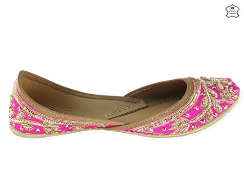 Image of Fulkari Women's Murraya Genuine Soft Leather Juttis | Bite and Pinch Free Jutis | Punjabi Jutti For Ladies | Bridal Ethnic Stylish Mojari Flats For Girls |