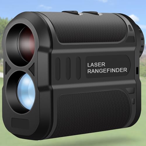 Techshining Golf Rangefinder with Slope, 550 Yards Laser Ranger Finder for Golf and Hunting, Flag Polo Lock Vibration, 6X Magnification, High Precision ±1 Yard, Continuous Scan