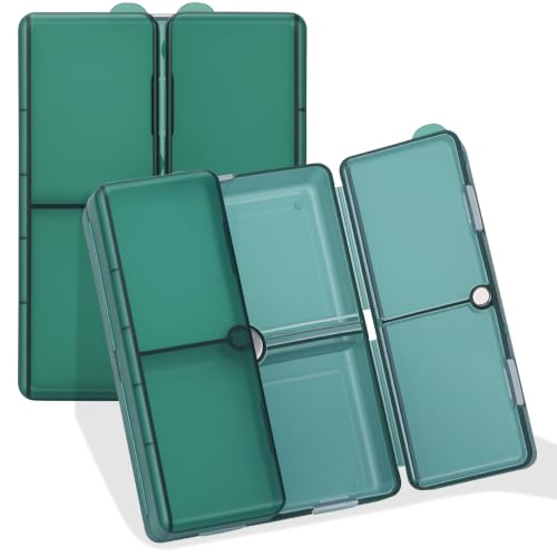 Image of FYY Travel Pill Organizer, 7 Compartments Large Pill Box Case-Deep Green