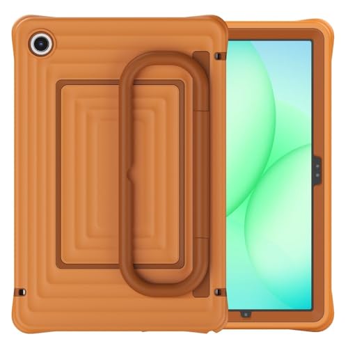 Étui Samsung Galaxy Tab A9 Plus marron avec poignée support et coque silicone antichoc