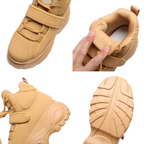 Image of ANUFER Women's Goth Punk High /Low Top Platform Chunky Sneakers Lace Up Wedgel Heel Dad Shoes