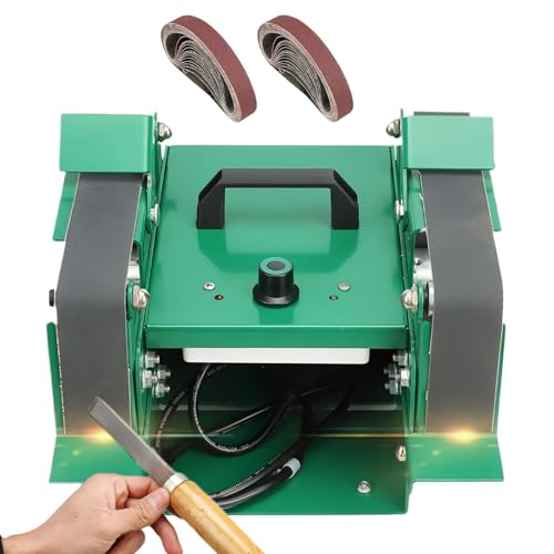 Ponceuse à bande d'établi, meuleuse électrique 800-12000 tr/min, 20 bandes de sable, polissage multi-angle 0-90°, outil multifonction pour le travail du bois et les projets métalliques