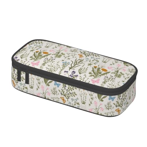 Image of Pretty Wild Floral Herb Flower Pencil Case Big Capacity Storage Pencil Pouch Stationery Bags With Zipper Portable Pen Holder Box Organizer For Boys Student College School Office Supplies