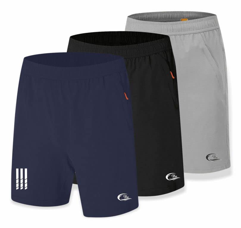 CBlue Men’s Outdoor Quick Dry Lightweight Sports Shorts Zipper Pockets Combo of 3