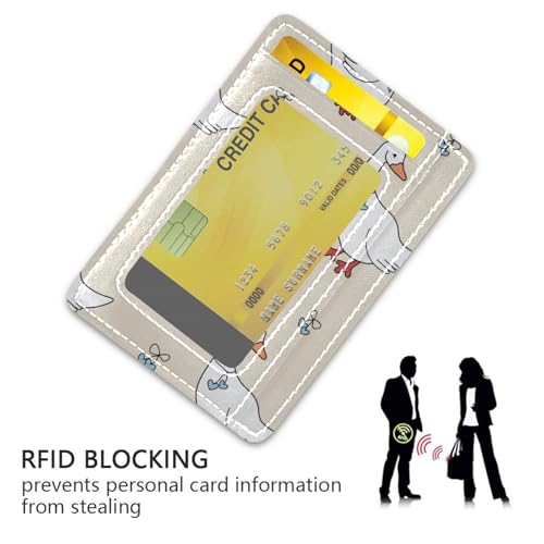 OTVEE Goose Blue Hearts and A Bow Slim Minimalist Front Pocket RFID Blocking Leather Wallets for Men Women3