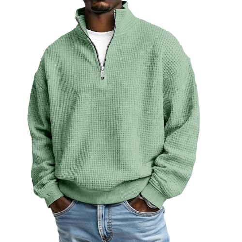 Sweat homme col montant demi-zip pull-over manches longues tendance