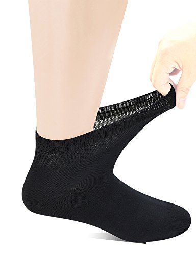 Yomandamor Herren Bambus DiabetikerSocken/Gesundheitssocken,6 Paar (Pures Schwarz, 38/46)