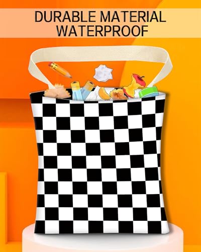 Image of Car Garbage Can, Trash Bag, Hanging Trash Can for Vehicle Accessories, Travelling, Camping, Cute Back Seat Organizer, Classic Black White Plaid