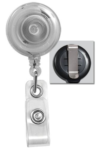 Translucent Clear Badge Reel W/ Clear Vinyl Strap & Belt Clip (50/pkg)