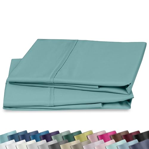 Image of California Design Den Soft King Size Pillow Cases, 100% Cotton Set of 2, Cool & Smooth, 400 Thread Count, Sateen Pillow Cases (Teal)