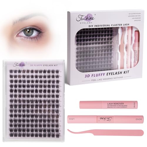Bild von Fenshine Cluster Lashes Individual Lashes Wide Stem C/D Curl 9-15mm Length DIY Eyelash Extension Individual Soft False Lashes for Personal Use at Home