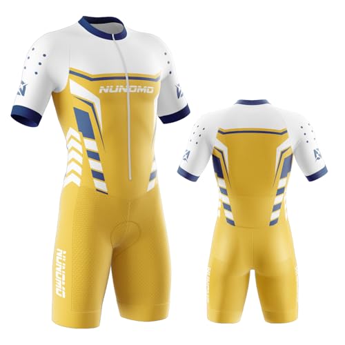 NUNOMO Maillot Ciclismo Hombre - Traje Triatlón Acolchado Mono Racing con Cremallera Entera, Secado Rápido para MTB, Natacióny Deportes Exteriores (TYPE-5,XL)