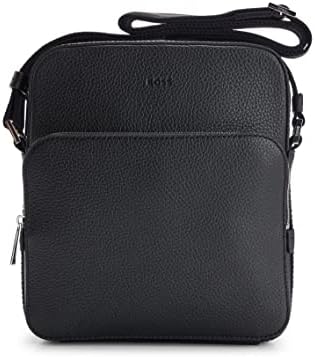 BOSS Mens Crosstown NS pocket Italian-leather reporter bag with embossed logo Size