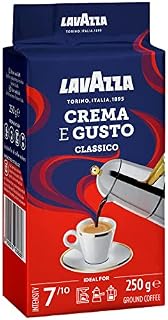 Lavazza, Crema e Gusto Classico, Ground Coffee, 8 Packs of 250g, Ideal for Moka Pot or Filtered Coffee, Rounded & Inviting Taste, Intensity 7/10, Spicy Aromatic Notes, Arabica and Robusta, Dark Roast