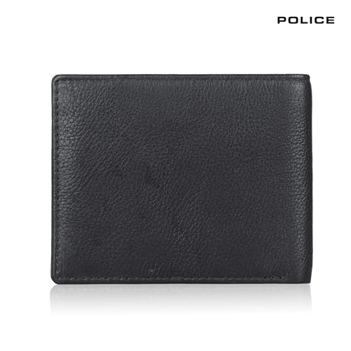 POLICE Spike BI-FOLD Coin Wallet Stylish Genuine Leather Wallets For Men Latest Gents Purse With Money Coin And Card Holder Compartment - Black