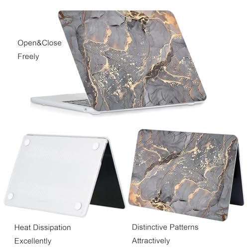 Funda MacBook Pro 14 rígida mármol C para modelos M4 M3 M2 M1 con protector de teclado 4