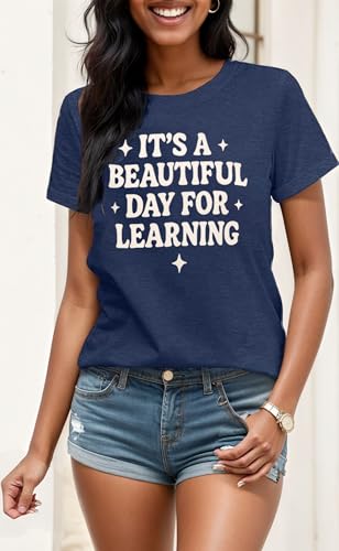 Teacher Shirts, Teacher Shirt for Women-It is a Beautiful Day for Learning, Short Sleeve Teacher Tshirt for Women2