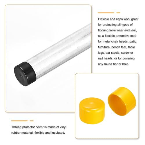 Image of uxcell 2pcs Rubber End Caps 63mm(2.5 Inch) ID Vinyl Round Tube Bolt Cap Cover Screw Thread Protectors Yellow, 40mm Height