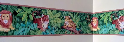 Jungle Cats Animals Wallpaper Border - Lions, Tigers, Cheetahs - Tan Edge… #TOP1