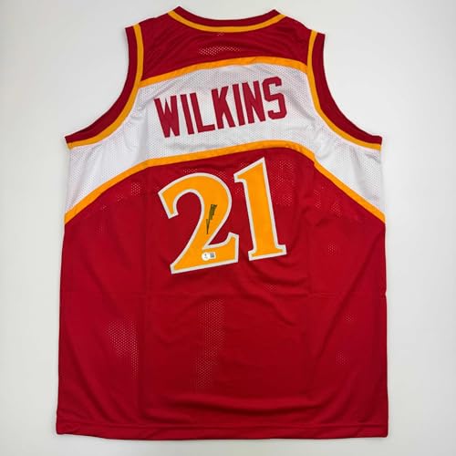 Autographed/Signed Dominique Wilkins Atlanta Red Basketball Jersey PSA/DNA COA