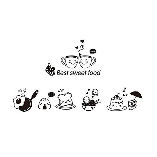 Cdet Pegatina de Pared 65 * 35cm Adhesivos de Pared Desmontables decoración de la Pared de la habitación Restaurante Cocina Feliz Occidental Papel Pintado del café