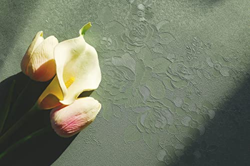 Dimoon 78.7"X17.7" Leaf Green Flower Thicken Advanced Texture Peel And Stick Wallpaper Green Leaf Floral Wallpaper Waterproof Contact Paper Grey Green Self Adhesive Wallpaper Removable Vinyl Roll #TOP2