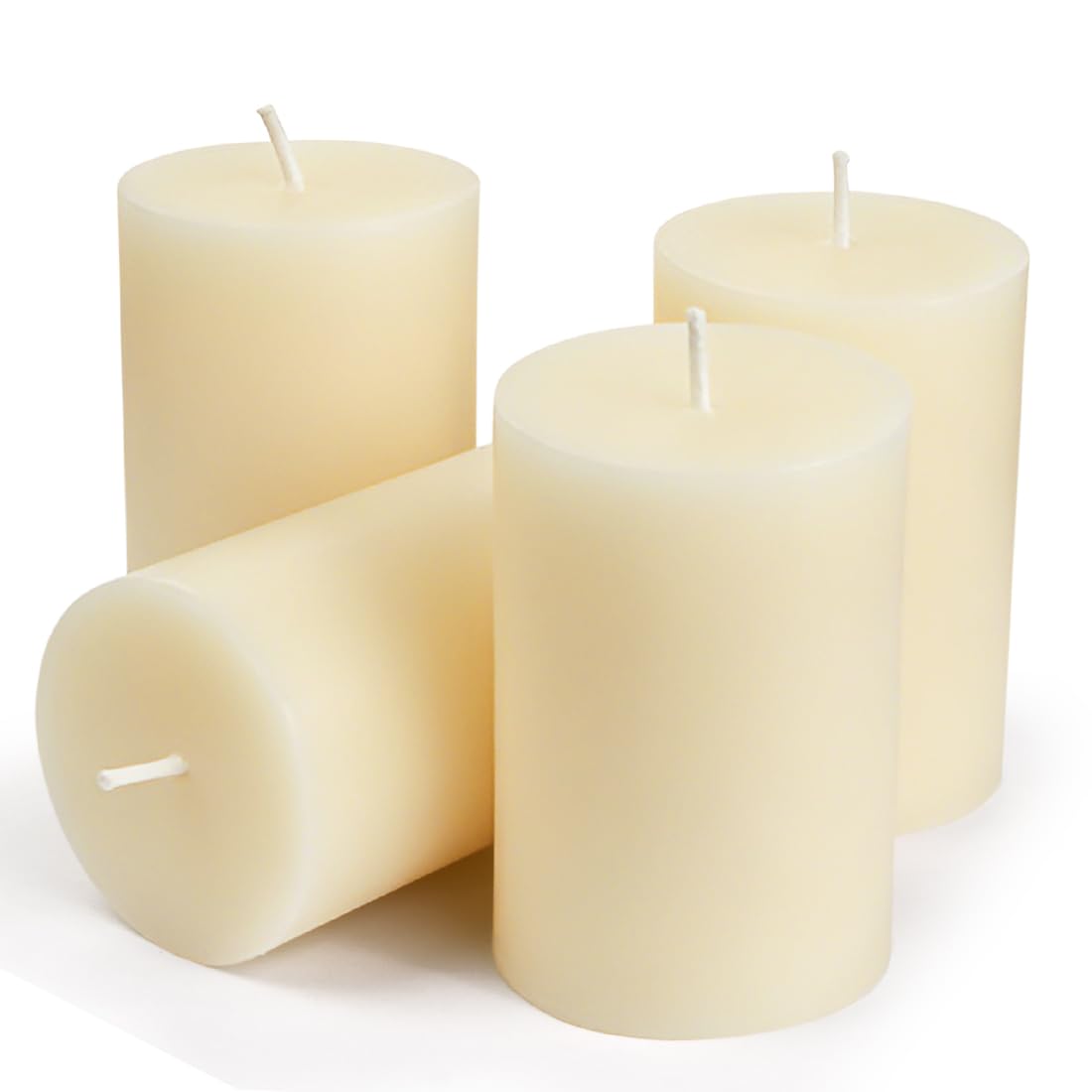 DEYBBY Set di 4 candele a colonna in cera d'api bianco avorio, 5,1 x 7,6 cm, candele in pura cera d'api con profumo naturale per decorazione oscurante, decorazione di emergenza, spa e relax