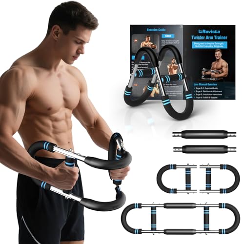 Twister Arm Trainer – 40–90lb Adjustable Resistance Chest Workout Equipment – Portable Chest Clip Trainer and Arm Exerciser for Visible Gains and Sculpted Muscle (Black and Blue)