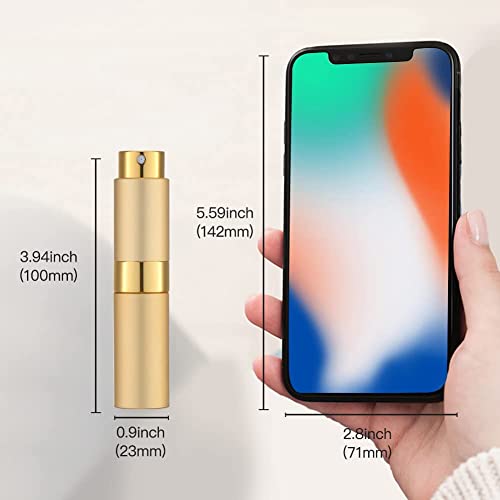 Image of 10ML Mini Perfume Atomizer Spray Bottle, Empty Refillable Glass Travel Cologne Sprayer for Men & Women with Refill Tools (Golden-1)