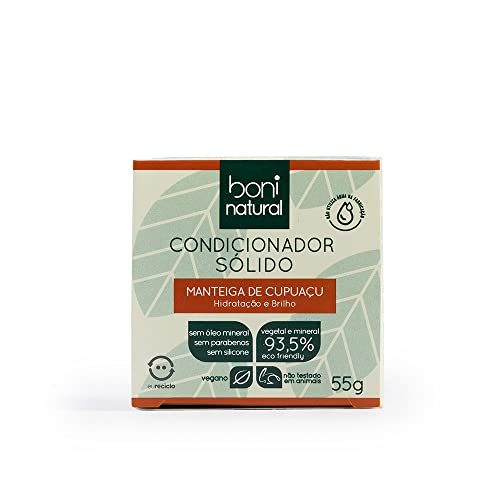 BONI NATURAL Condicionador Sólido Vegano com Manteiga de Cupuaçu Cupuaçu para Hidratação e Brilho, S
