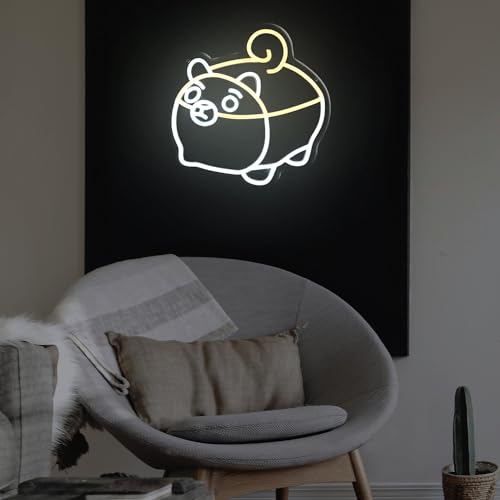 Image of Corgi Cute Neon Sign Dog Kawaii Neon Light Decorative Bedroom Living Room Pet Store Dogs Party Wall Art inch13x12.8 inch Animal Design LED Sign for Caring Person Friends Classmates