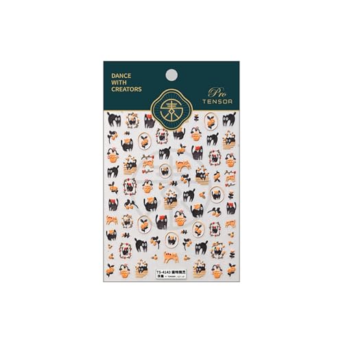 Image of 5D Embossed Cat Nail Stickers Cartoon Nail Decals Orange Black Self Adhesive Design DIY Manicure Charms Supply Decoration for Women