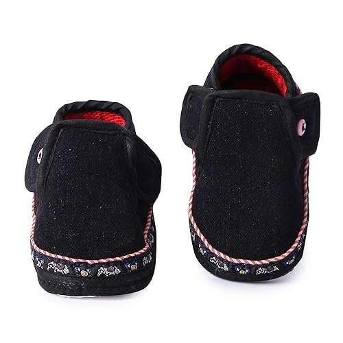 Image of Butterthief Unisex Baby Prewalking Shoes for Newborn Boys & Girls | Soft Sole Infant Bootie with Anti-Slip Bottom | Lightweight Cotton Footwear Early Walker Shoes (6-9 Months, 12 CM)