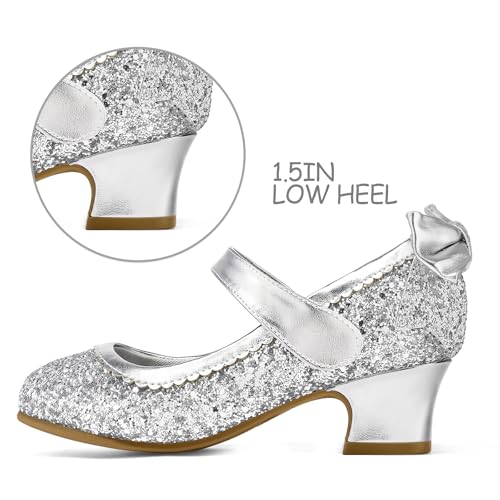 Image of K KomForme Girls Dress Shoes Toddler Glitter Mary Jane Heels