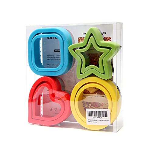 BakingWorld Sandwich Cutter and Sealer,Set of 4 Bread Sandwich Decruster Pancake Maker DIY Cookie Cutters for Kids Bento Box,Round Heart Star Square Shapes Sandwich Decruster Press Mold