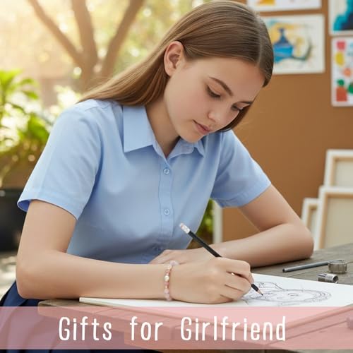 Image of Quietsun Trendy Gifts for Her-Positive /Love /Joy Natural Crystal Bracelets for Girls /Teens /Adults-Adjustable /Handmade-Gift Box Packing
