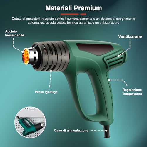 Avilia Heißluftpistole zum Abbeizen – Multifunktions-Heißbeizer-Abbeizer für Holz und Metall zum Entfernen von Lack, Beschichtungen und Böden, max. 600 °C, 2000 W