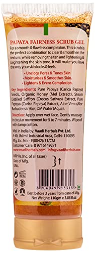 Vaadi Herbals Papaya Fairness Face Scrub Gel With Honey Saffron - Facial Cleanser 110 Gram - Image 3