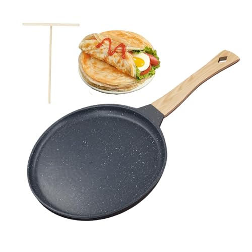 Sartén para crepes de 24 cm, con Mango Extraíble y Distribuidor de Masa, Revestimiento Cerámico Antiadherente, Sartén para Pancake, Sarten Tortitas Aluminio,Libre de PFOA,Inducción y TODAS Cocinas