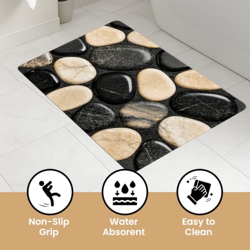 Image of MAXOSHINE PVC Bathroom Mats Anti Slip | Water Absorbent Bath Floor Mat | Quick Dry Anti Skid Bathroom Mats for Home | Door Mat for Wet Area 40x60 CM (Pebble Grey)