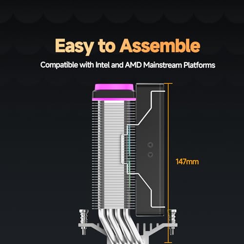Image of Delta A40 SE BK ARGB CPU Cooler,Unique Top Cover,Direct-Touch Φ6mm*4 Heatpipes,TDP 190W,12V 4PIN-Fixed Brilliance Effect,5V 3PIN-Full ARGB Sync Supported,for Intel LGA 115X /1200 /1700 /1851,AMD AM4 /AM5