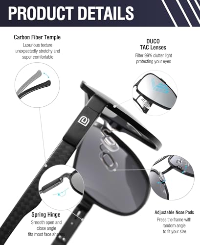 Image of DUCO Aviator Sunglasses for Men Women Carbon Fiber Polarized Sunglasses Men UV Protection for Driving Golf Fishing 3051