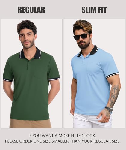 ZITY Mens Polo Shirts Casual Short Sleeve Athletic T-Shirts Classic Contrast Collar Shirt with Pocket3