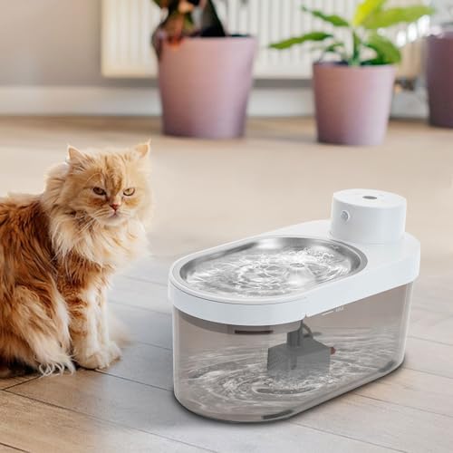 Fuente inalámbrica para agua de gatos 4L acero inoxidable miniatura 2