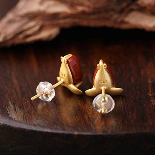 Boucles d'oreilles Rat Chinois zodiaque agate rouge sud bijoux ethniques
