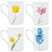 Gracie Bone China Watercolors 9-Ounce Mug, Set of 4
