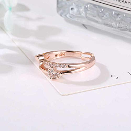 American Diamond Heart Rose Plated Ring