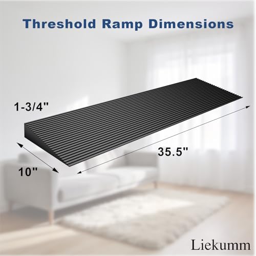 LIEKUMM 1-3/4" Rise Rubber Threshold Ramp for Doorways & Home Steps, 2500 lbs Heavy Duty Wheelchair Door Ramp, Non-Slip Indoor Outdoor Transition, 35.5" Wide, Cuttable by LIEKUMM - Image 3